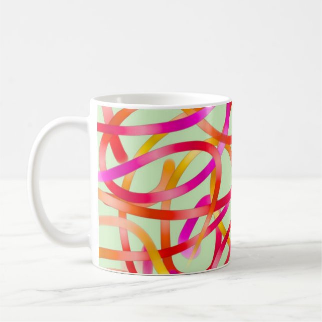 Taza De Café Diseño abstracto rosado y anaranjado colorido (Izquierda)