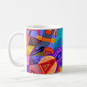 Taza De Café Diseño abstracto súper divertido y colorido