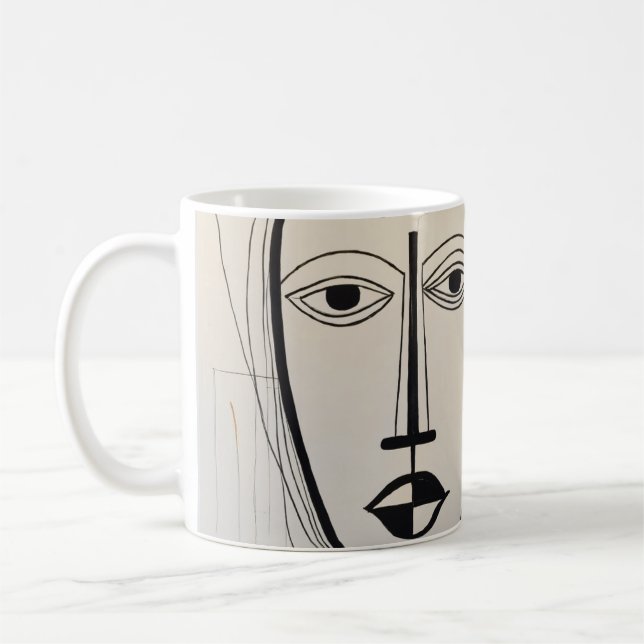 Taza De Café Diseño abstracto único de arte cubista (Izquierda)