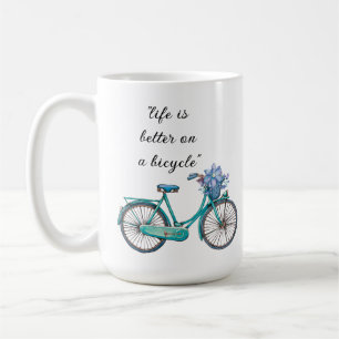 Taza De Café Diseño Acuarela de Bicicleta Floral Boho Chic Café