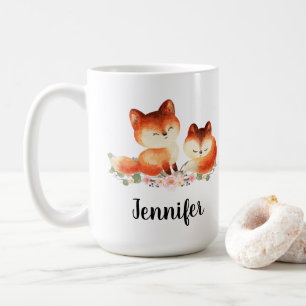 Taza De Café Diseño acuático de 2 zorros rojos pequeños