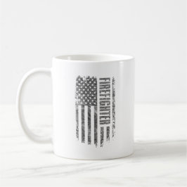 Taza De Café Diseño angustiado de bombero bandera EE. UU.