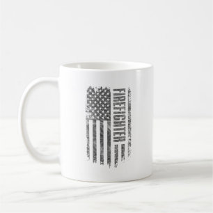 Taza De Café Diseño angustiado de bombero bandera EE. UU.