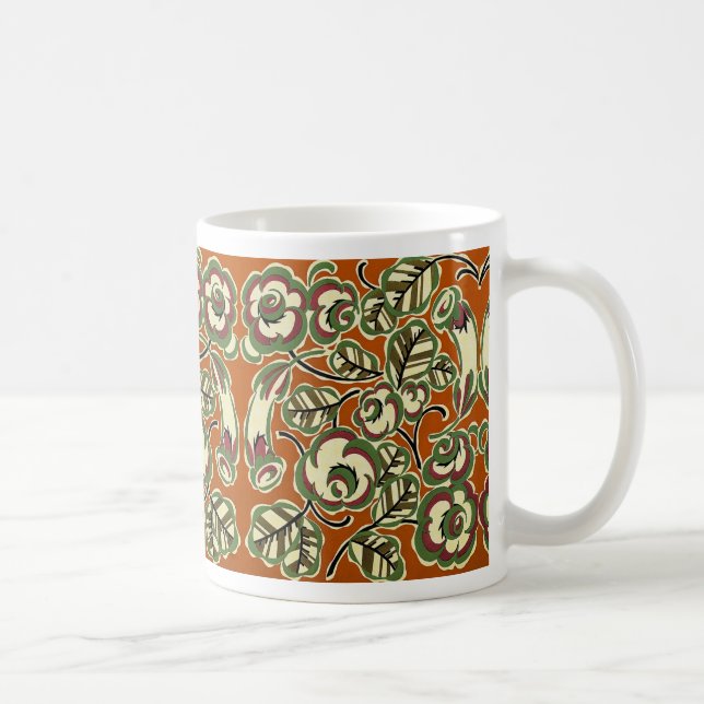 Taza De Café Diseño Art Deco No. 5 Patrón floral (Derecha)