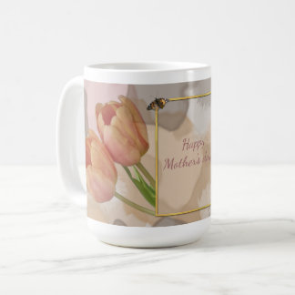 Taza De Café Diseño artístico con tulipanes y texto personaliza