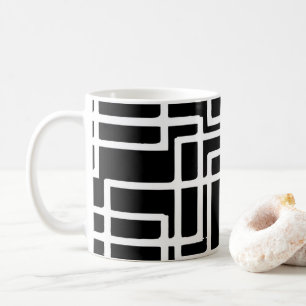 Taza De Café Diseño Artístico de Cuadrados Blancos Entrelazados