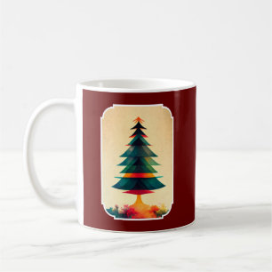 Taza De Café Diseño artístico geométrico de árbol navideño aleg