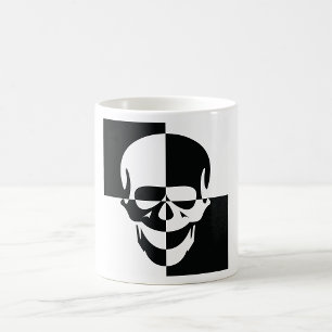 Taza De Café Diseño audaz de cráneo de ilusión óptica en blanco