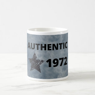 Taza De Café Diseño auténtico de cumpleaños de 1972 estrella de