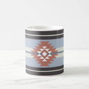 Taza De Café Diseño azteca en tonos rosa y azul