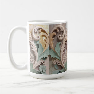 Taza De Café Diseño barroco floral tallado elegante