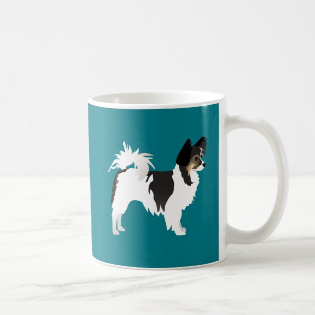 Taza De Café Diseño básico de Chihuahua o Papillon de pelo larg (Derecha)
