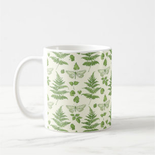 Taza De Café Diseño Botánico de Helecho Verde Amarillo
