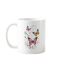 Diseño Botánico Floral de Mariposa Rosa