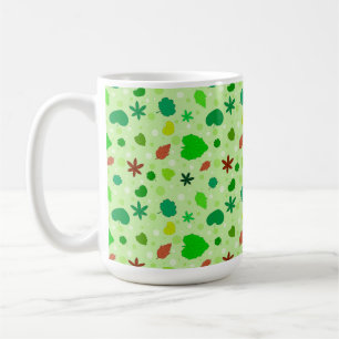 Taza De Café Diseño Botánico Vibrante de Patrón de Hoja