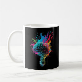Taza De Café Diseño cerebral con explosión colorida de bombilla