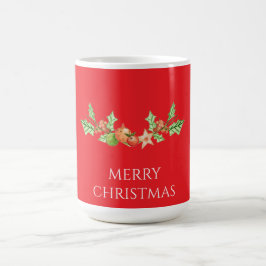 Taza De Café Diseño clásico de Navidad con acebo y piña