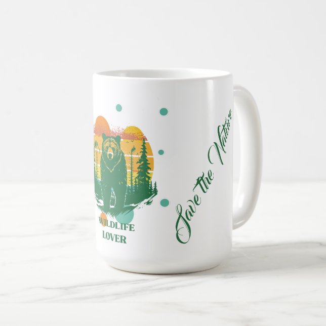 Taza De Café Diseño Colorido Amante de la Vida Silvestre (Anverso derecho)