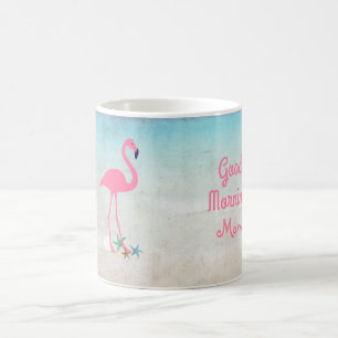 Taza De Café Diseño costero rosado Flamingo para mamá