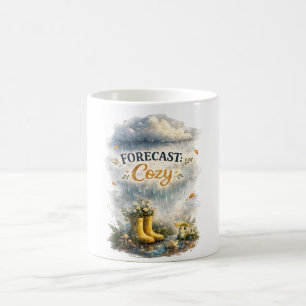 Taza De Café Diseño Cottagecore de Pronóstico Día Lluvioso Acog