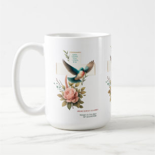 Taza De Café Diseño Cristiano con Cruz y Pájaro