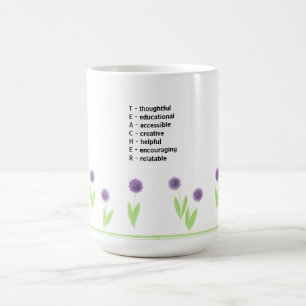 Taza De Café Diseño de Acróstico para Profesora Floral