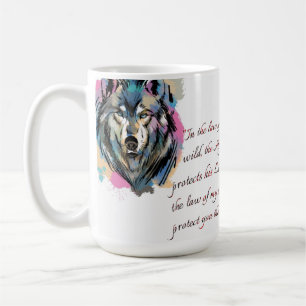 Taza De Café Diseño de acuarela Alpha & Luna Wolf