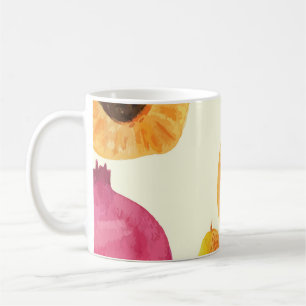Taza De Café Diseño de acuarela de frutas frescas de época