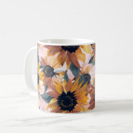 Taza De Café Diseño de acuarela de girasol