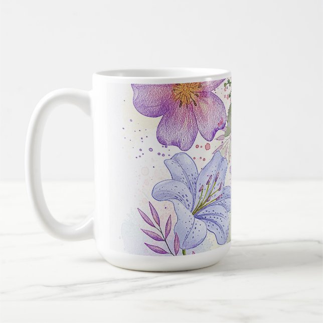 Taza De Café Diseño de Acuarela de Girasol (Izquierda)