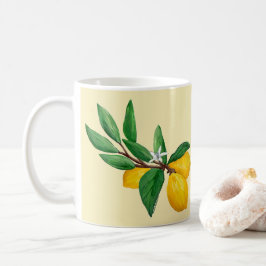 Taza De Café Diseño de Acuarela de Hoja de Limón | Amarillo Cít