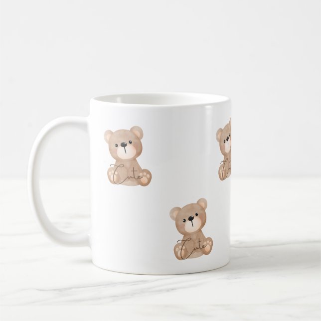 Taza De Café Diseño de acuarela de oso lindo - Simple Mug (Izquierda)