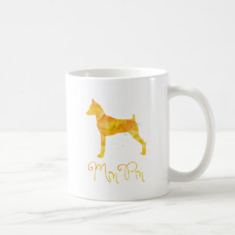 Taza De Café Diseño de acuarela de Pinscher en miniatura