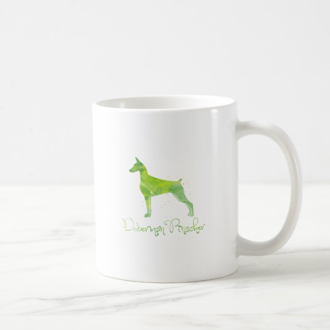 Taza De Café Diseño de acuarela Doberman Pinscher (Derecha)