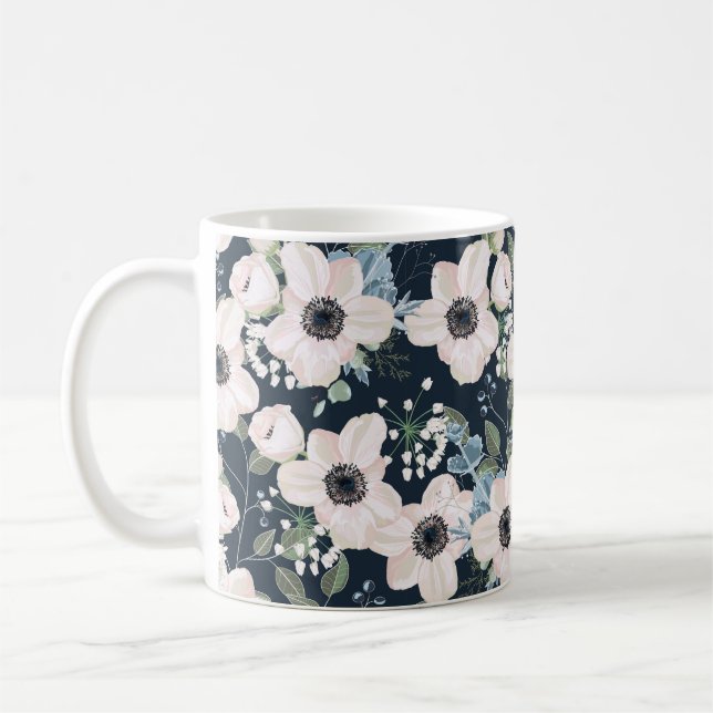 Taza De Café Diseño de acuarela floral sin patrón: g (Izquierda)