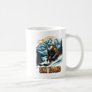 Taza De Café Diseño de águila de esquí de vintage, Idaho de esq