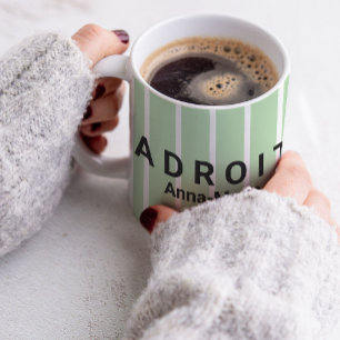 Taza De Café Diseño de Alabanza Rayado Verde y Blanco