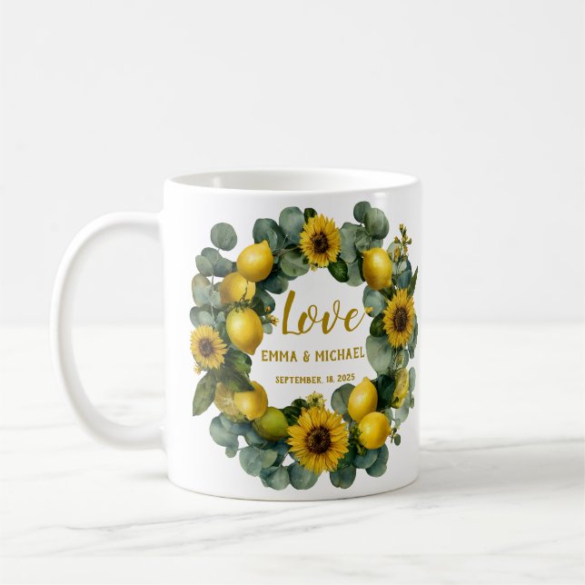 Taza De Café Diseño de amor de limón de girasol (Izquierda)