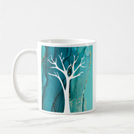 Taza De Café Diseño de árbol abstracto con fondo de mármol