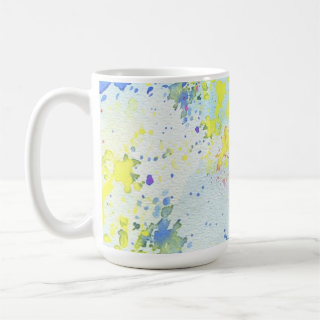 Taza De Café Diseño de arte abstracto con salpicaduras de acuar (Izquierda)
