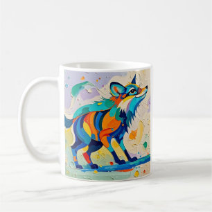 Taza De Café Diseño de arte animal abstracto de Fox Expressive
