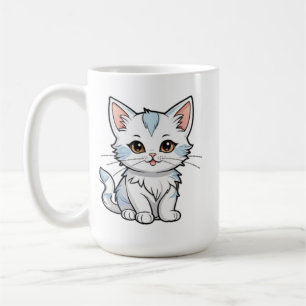 Taza De Café Diseño de arte de línea de dibujos animados de gat