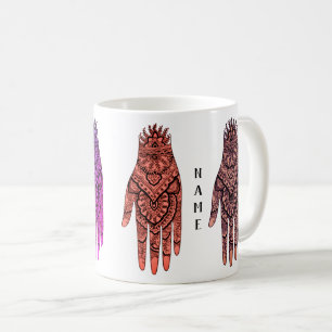 Taza De Café Diseño de arte de tatuaje de mano de Mehndi person
