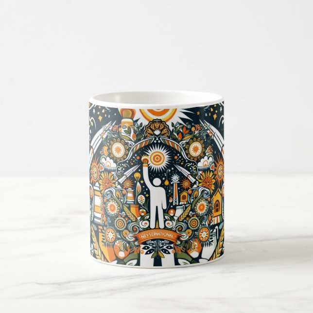 Taza De Café Diseño de Arte Folclórico Mug Clásico - Energía Na (Centro)