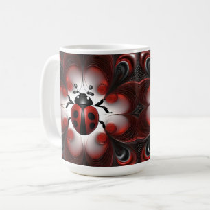 Taza De Café Diseño de arte fractal de Ladybird,