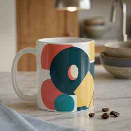 Taza De Café Diseño de Arte Geométrico Abstracto Retro con Riso