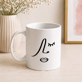 Taza De Café Diseño de arte minimalista de la cara de mujer abs