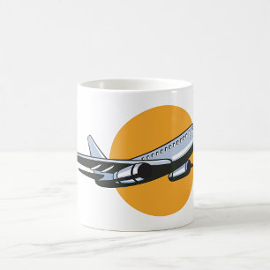 Taza De Café Diseño de arte para viajes en avión Vintage Retro 