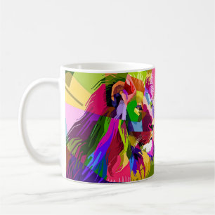Taza De Café Diseño de arte pop prismático colorido de león