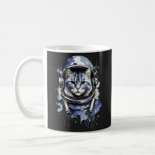Taza De Café Diseño de Astronauta Gato Salpicadura Azul